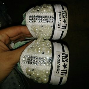 Converse with pearls and swarvowski crystals